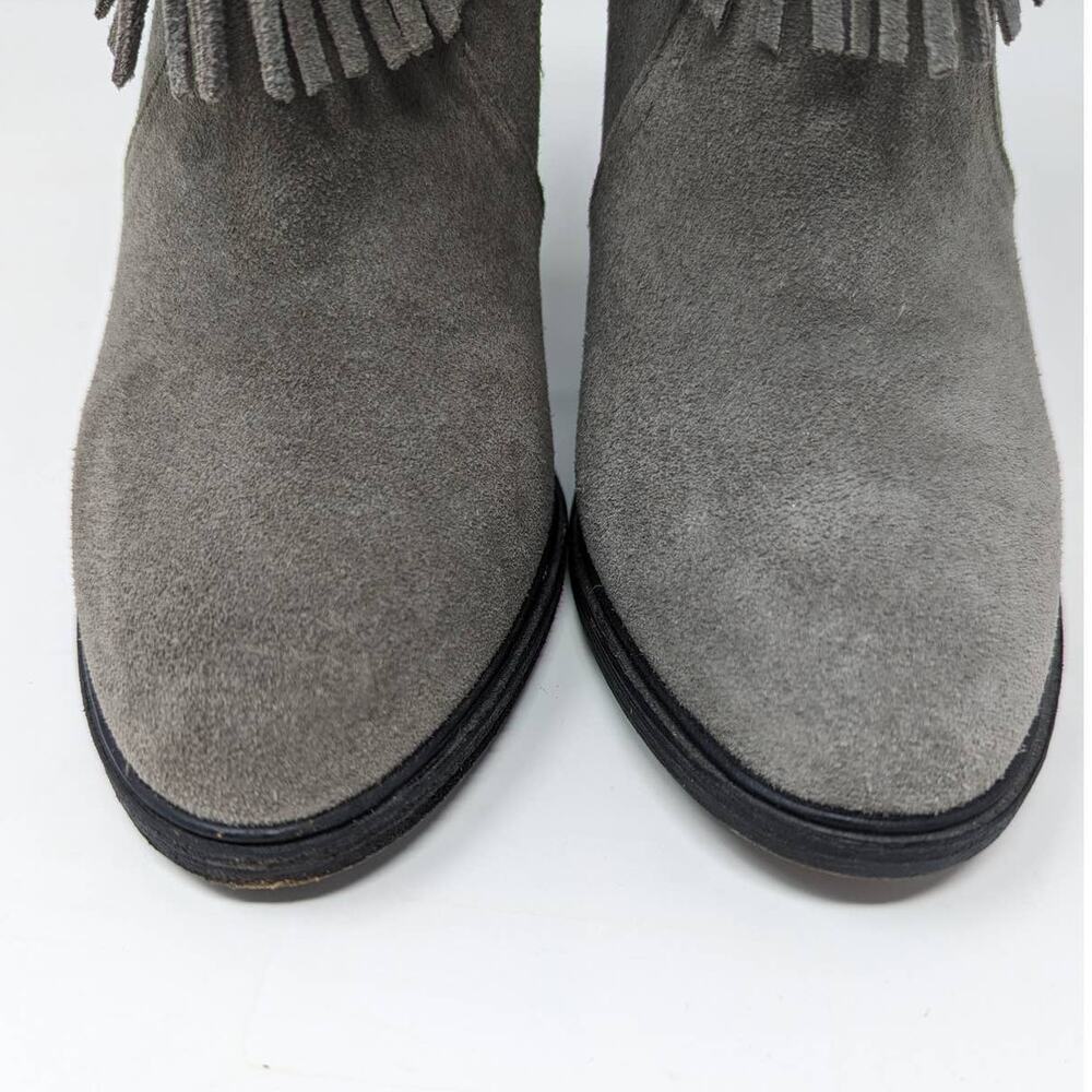Joie Suede Fringe Ankle Booties Gray Size 37.5 - Picture 2 of 14